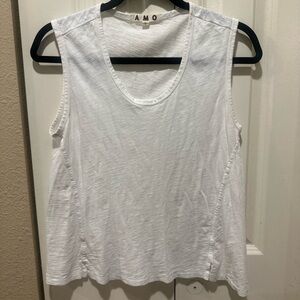 AMO Slub Pima Cotton Peru Tank Top White Distressed , size Small